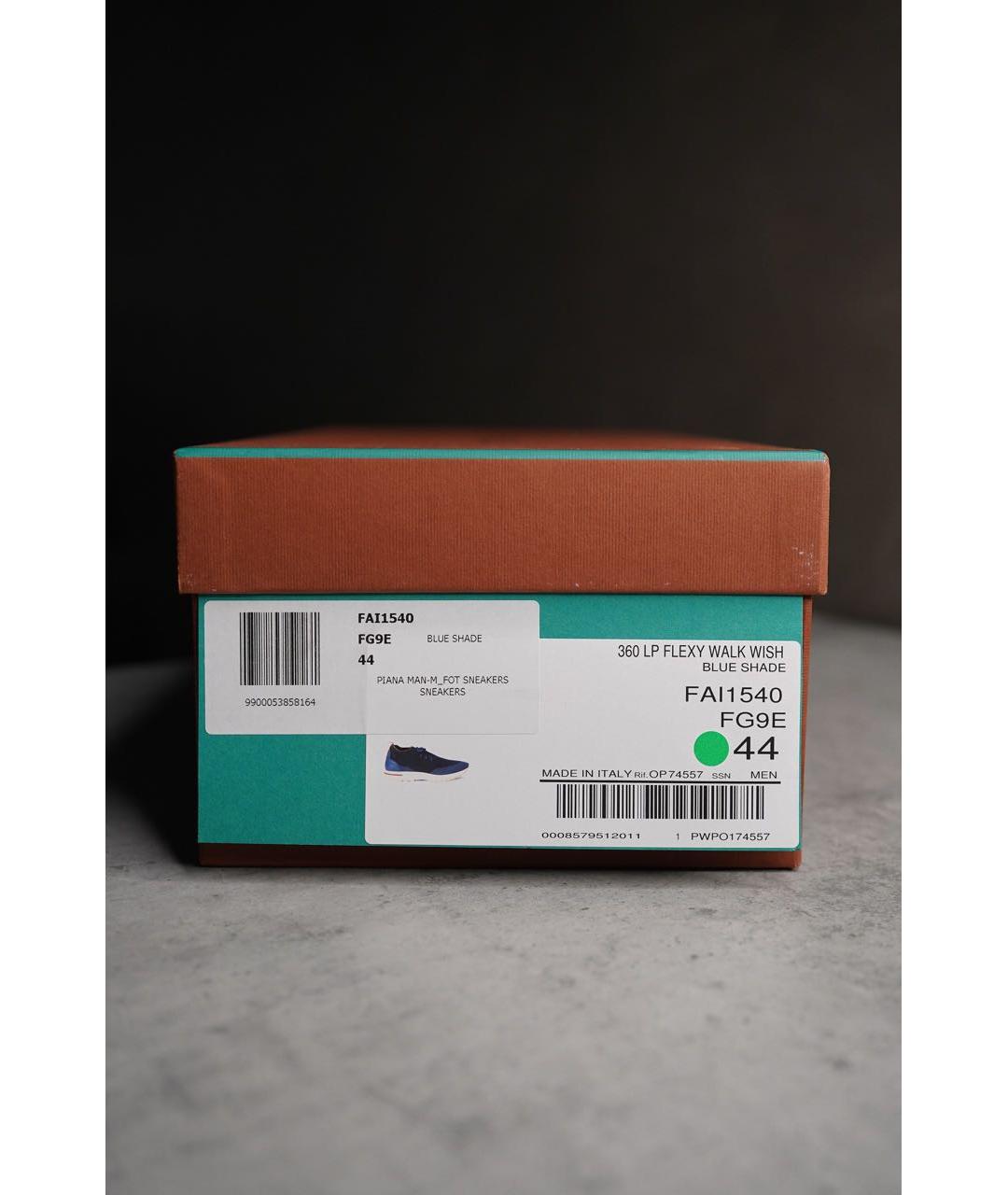 LORO PIANA Темно-синие кожаные низкие кроссовки / кеды, фото 6