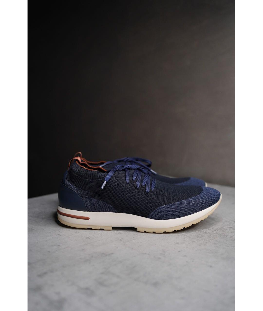 LORO PIANA Темно-синие кожаные низкие кроссовки / кеды, фото 7