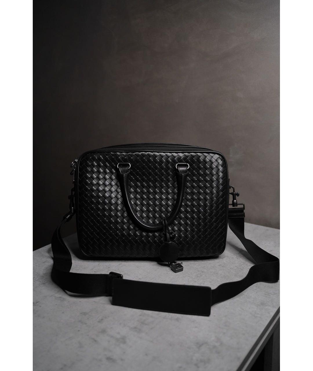 BOTTEGA VENETA Черный кожаный портфель, фото 2