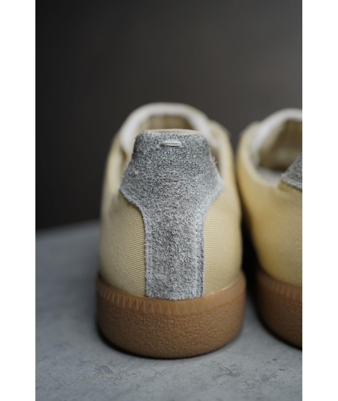 MAISON MARGIELA Бежевые текстильные низкие кроссовки / кеды, фото 3