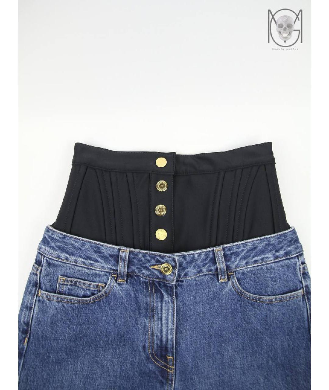 ELISABETTA FRANCHI Синие хлопковые прямые джинсы, фото 8