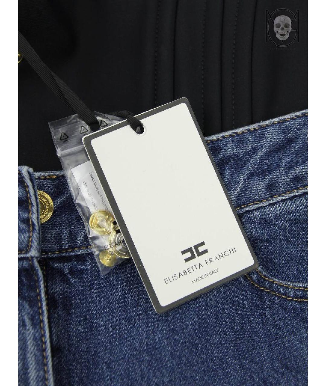 ELISABETTA FRANCHI Синие хлопковые прямые джинсы, фото 4