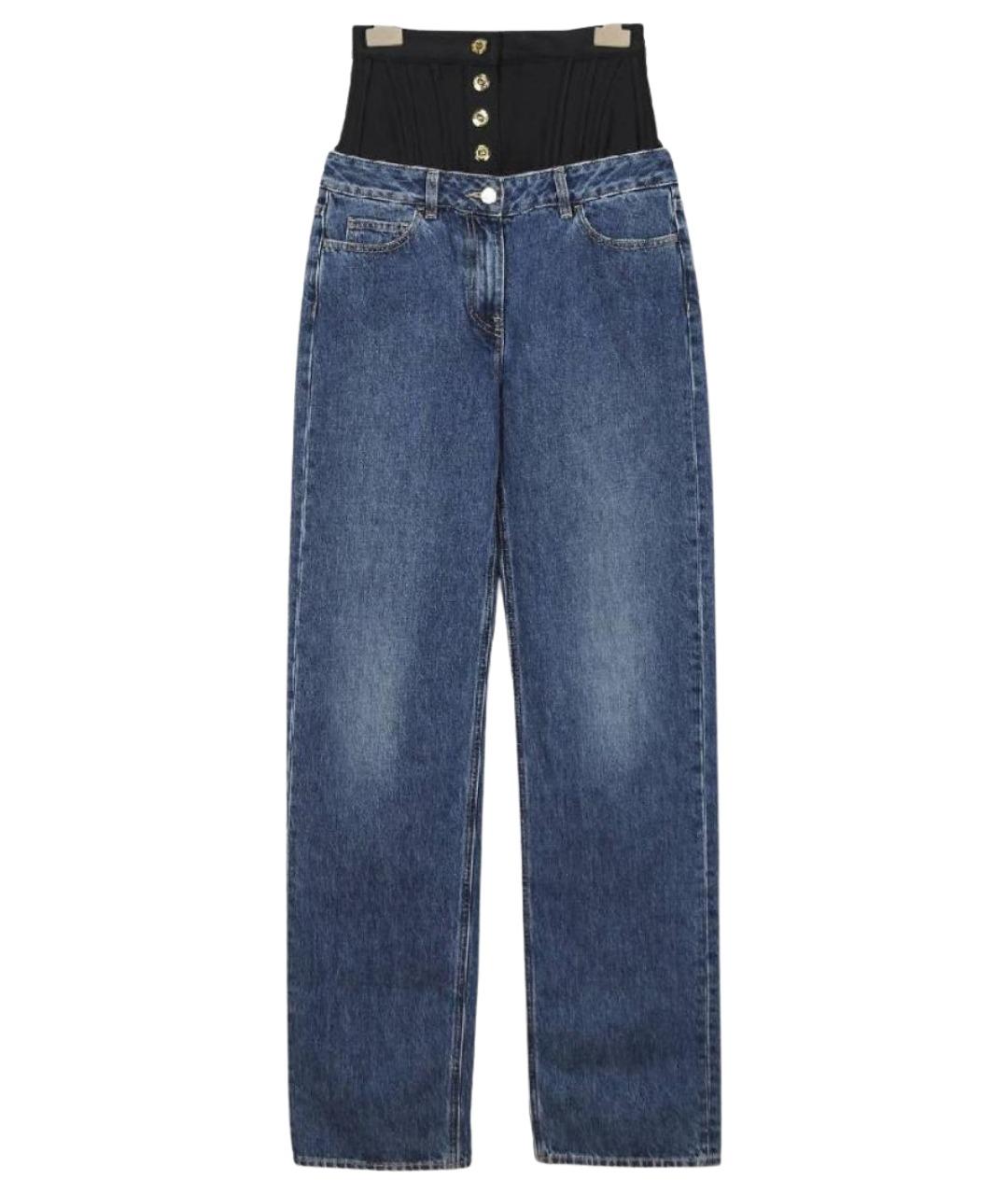 ELISABETTA FRANCHI Синие хлопковые прямые джинсы, фото 1