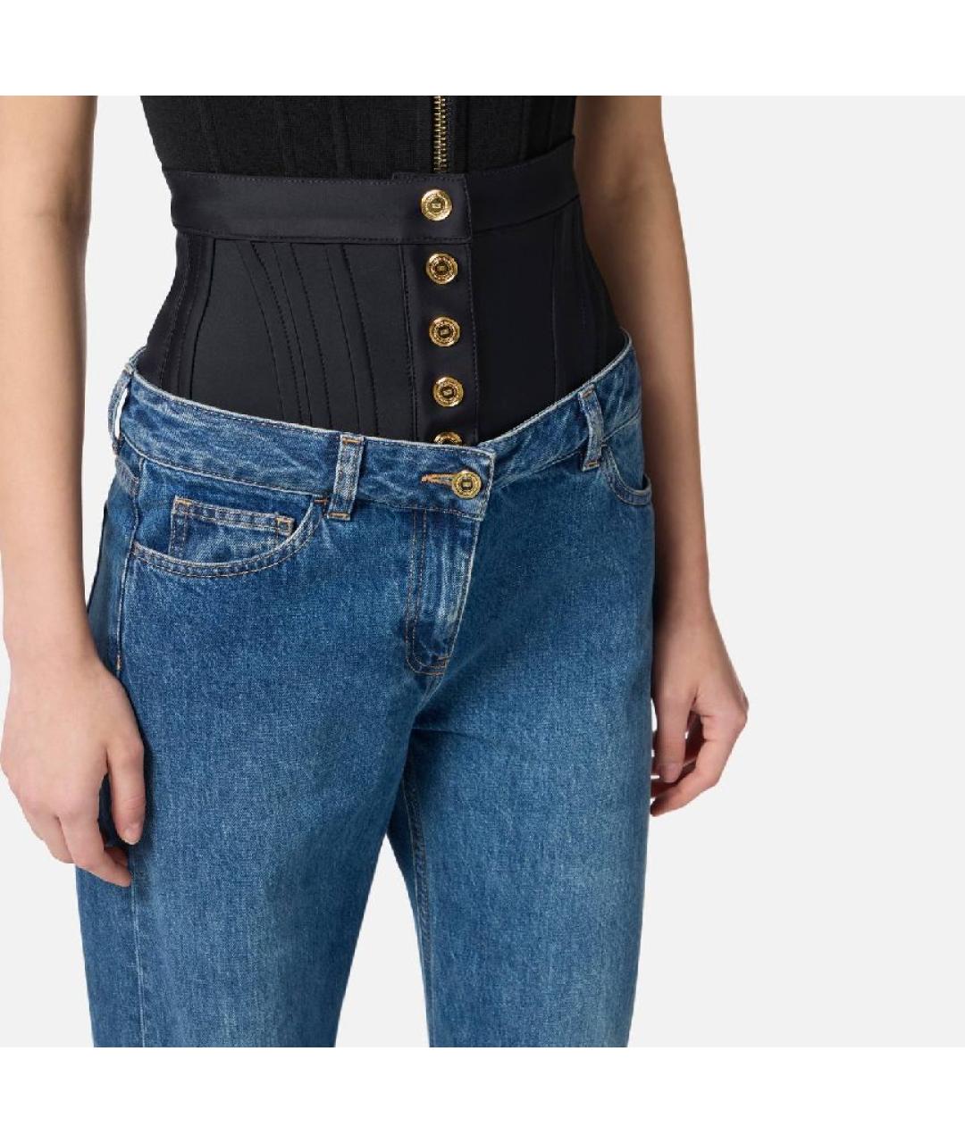 ELISABETTA FRANCHI Синие хлопковые прямые джинсы, фото 5