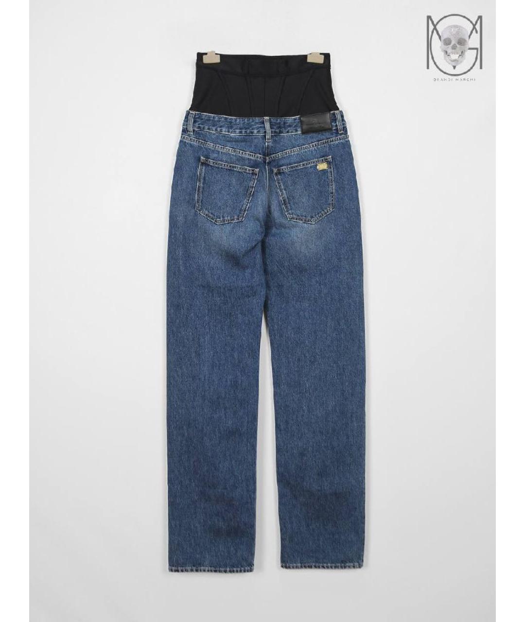 ELISABETTA FRANCHI Синие хлопковые прямые джинсы, фото 2