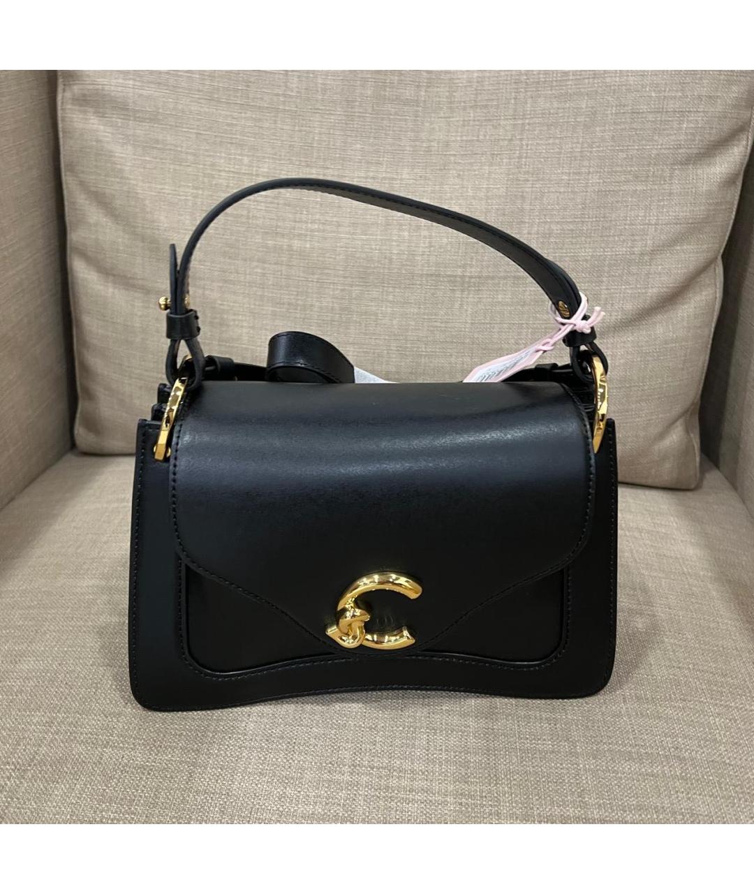 COCCINELLE Черная кожаная сумка с короткими ручками, фото 4