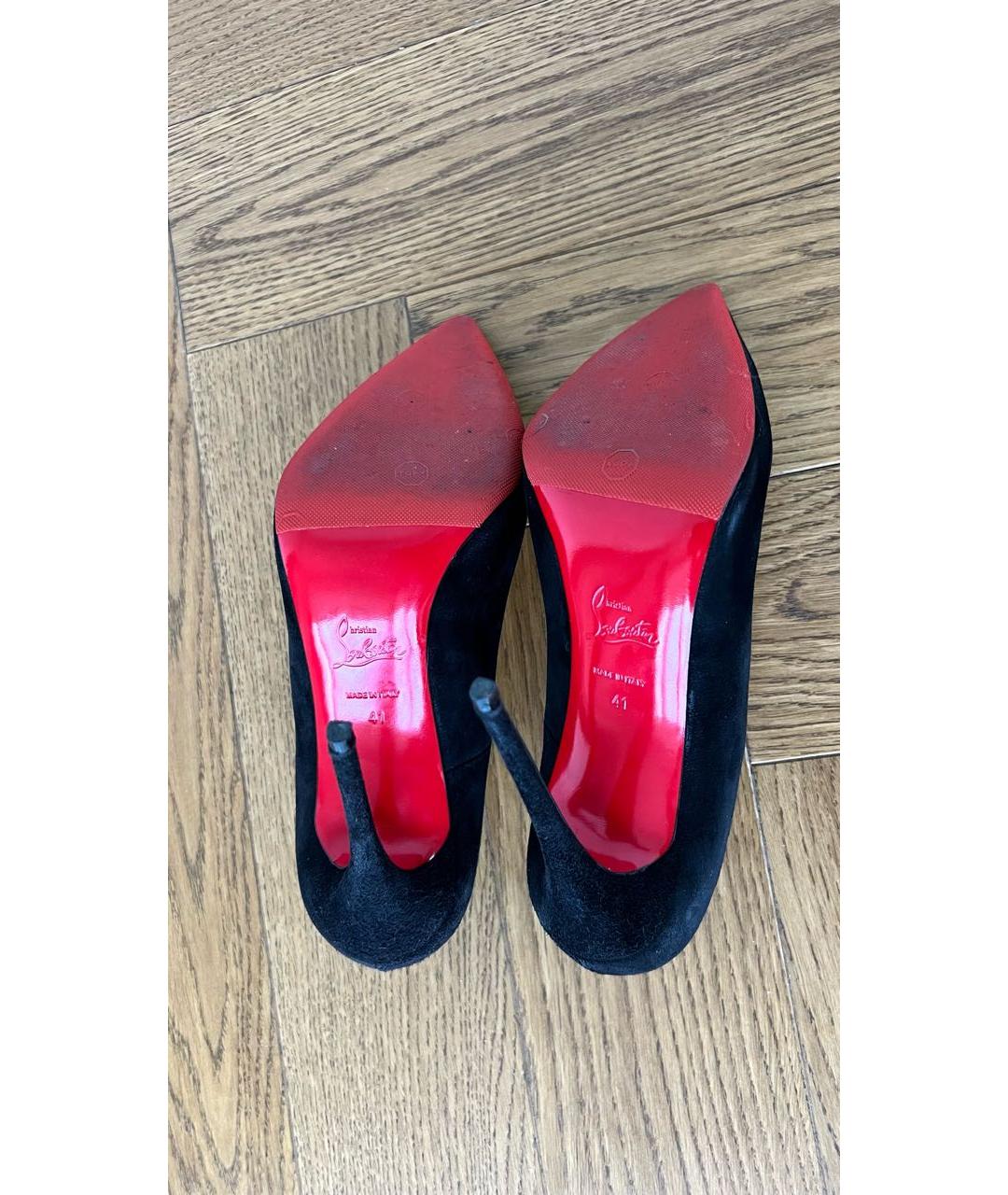 CHRISTIAN LOUBOUTIN Черные замшевые туфли, фото 7