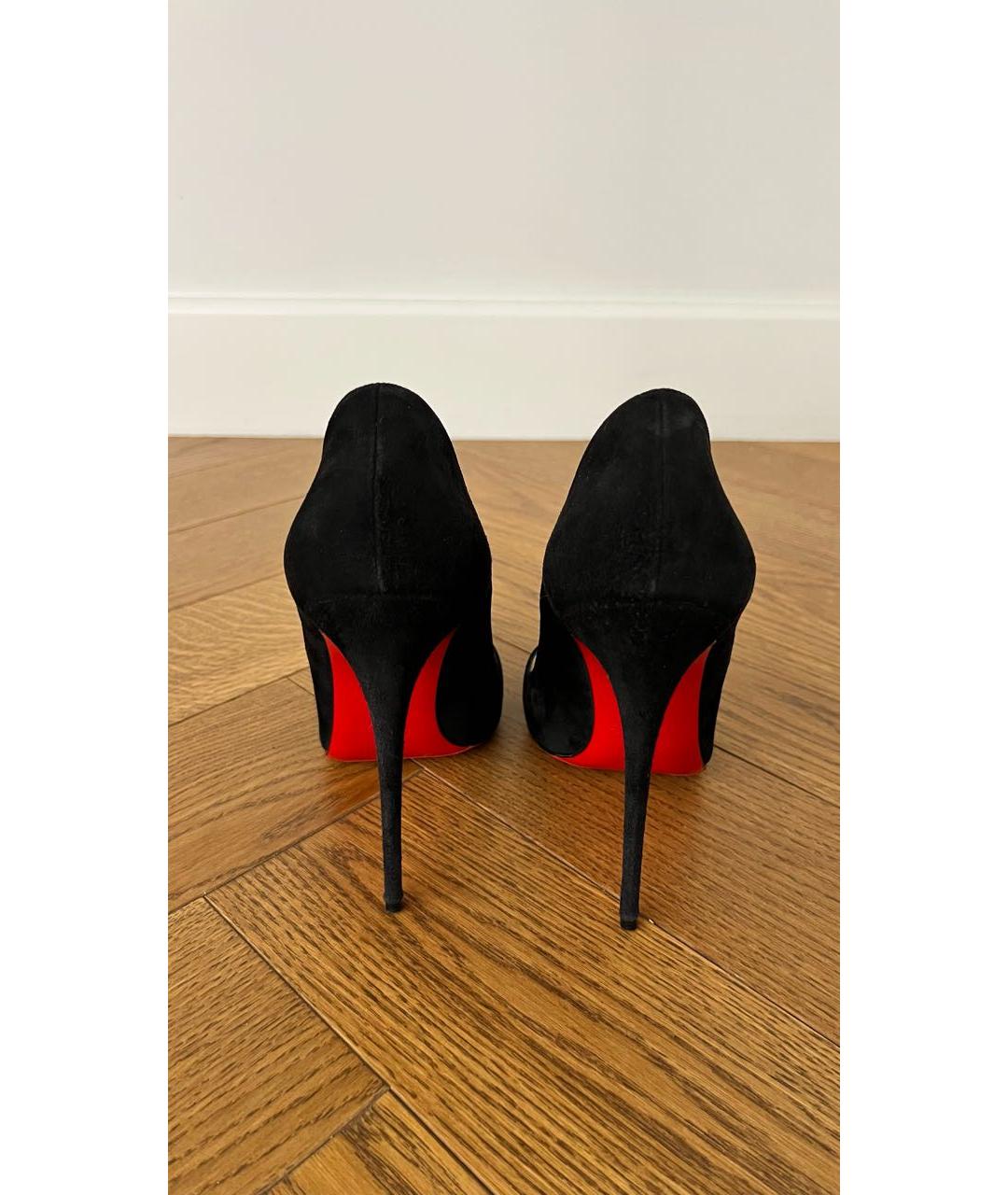 CHRISTIAN LOUBOUTIN Черные замшевые туфли, фото 4