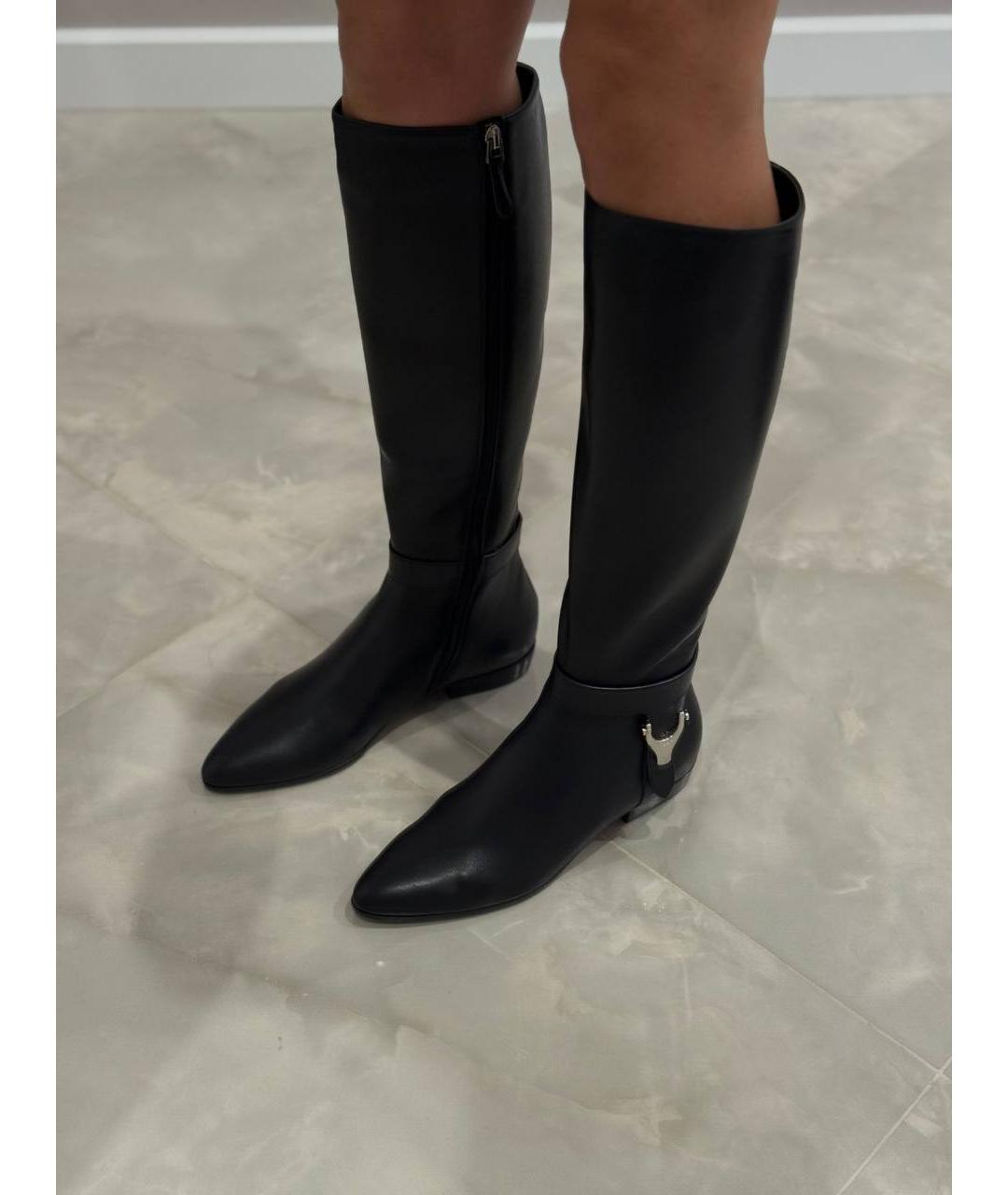 EMPORIO ARMANI Черные кожаные сапоги, фото 8