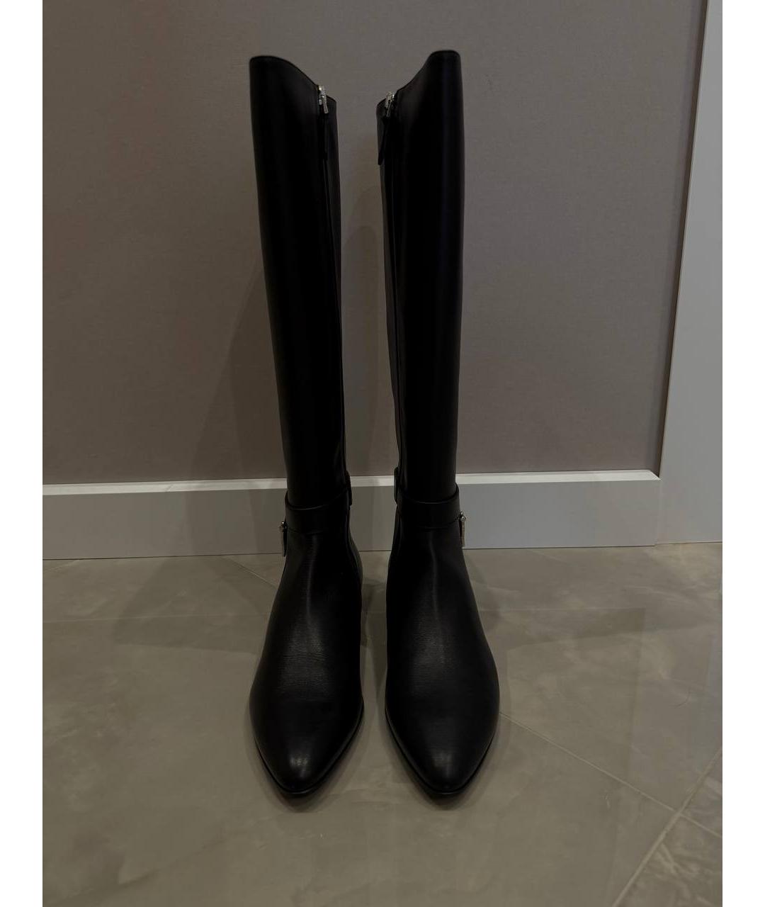 EMPORIO ARMANI Черные кожаные сапоги, фото 2
