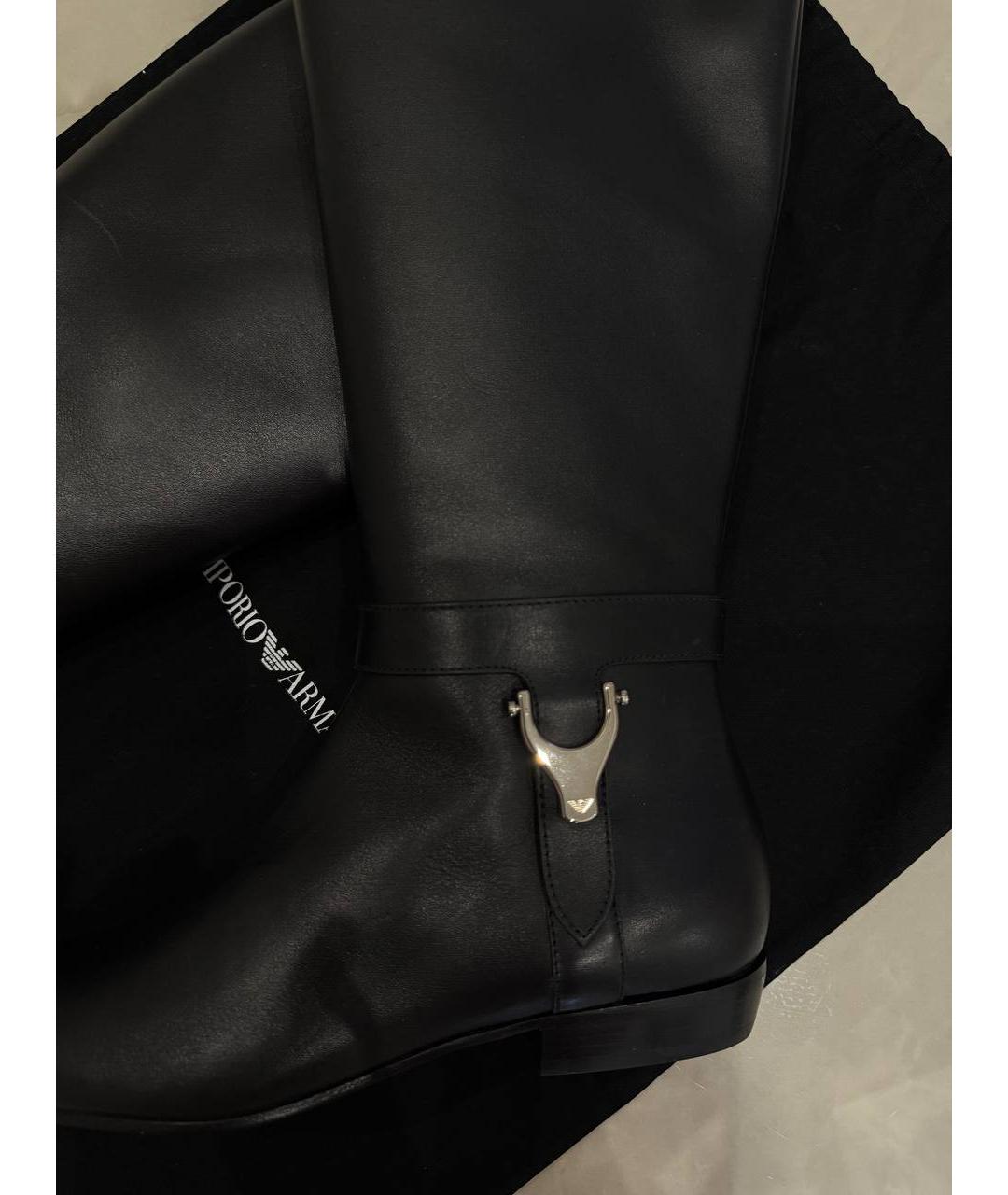 EMPORIO ARMANI Черные кожаные сапоги, фото 9