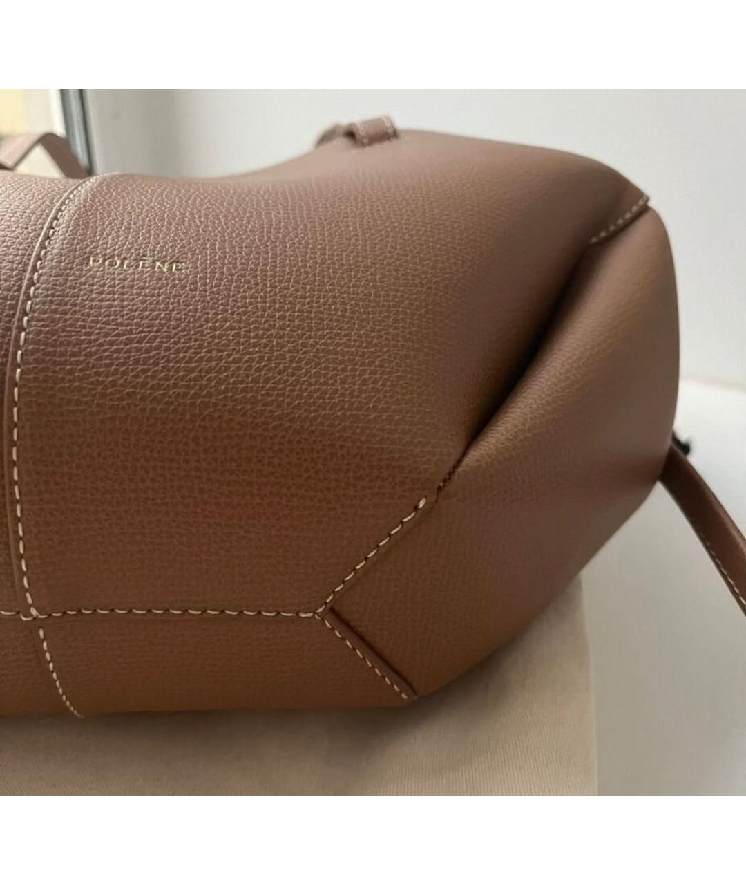 POLENE Коричневая кожаная сумка тоут, фото 6