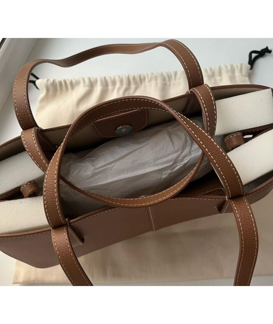 POLENE Коричневая кожаная сумка тоут, фото 4