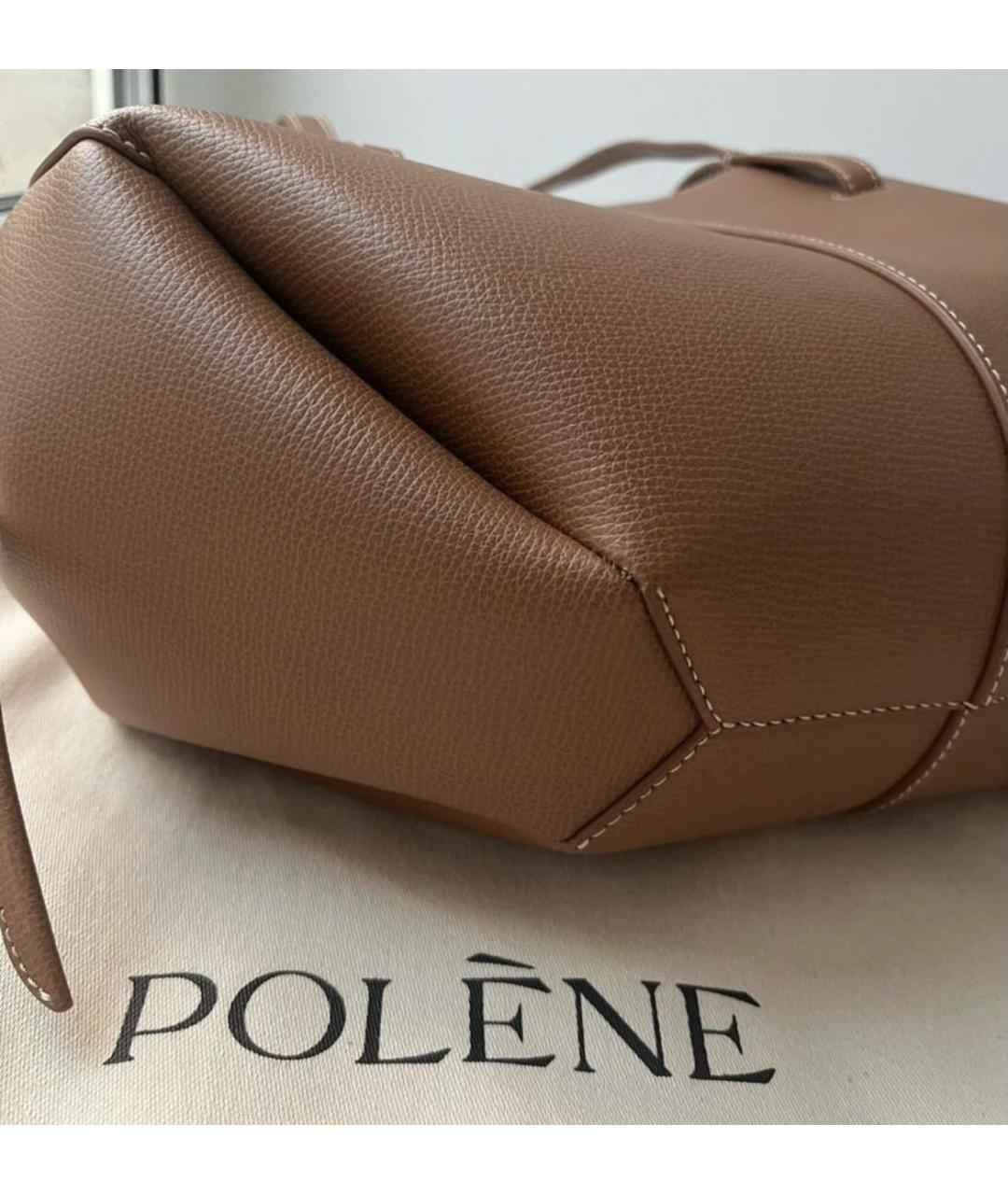 POLENE Коричневая кожаная сумка тоут, фото 5