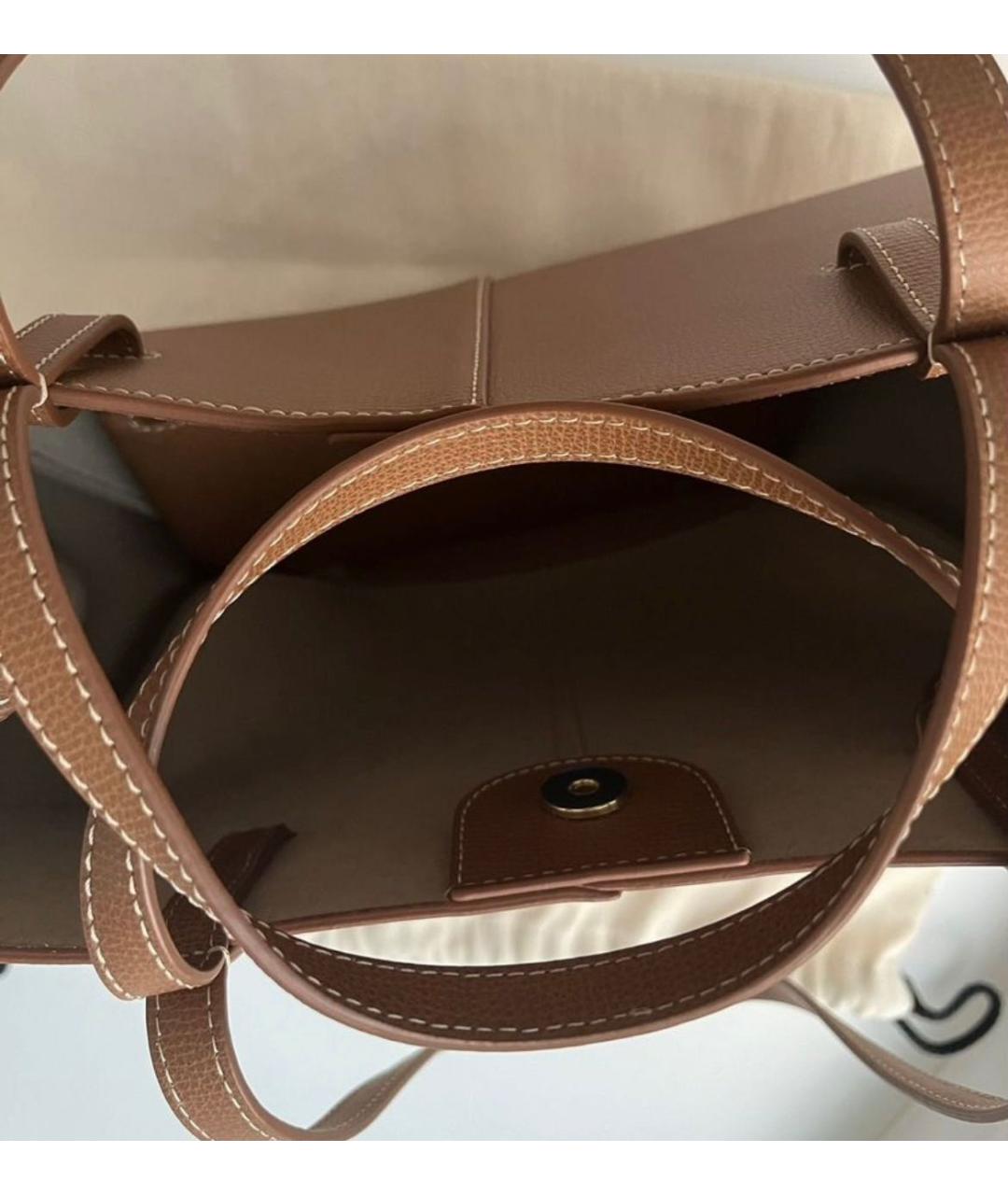 POLENE Коричневая кожаная сумка тоут, фото 7