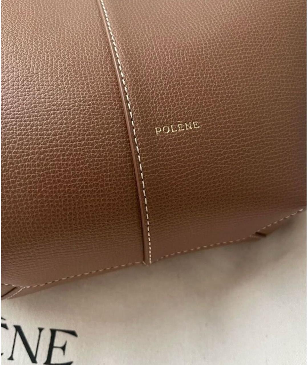 POLENE Коричневая кожаная сумка тоут, фото 3