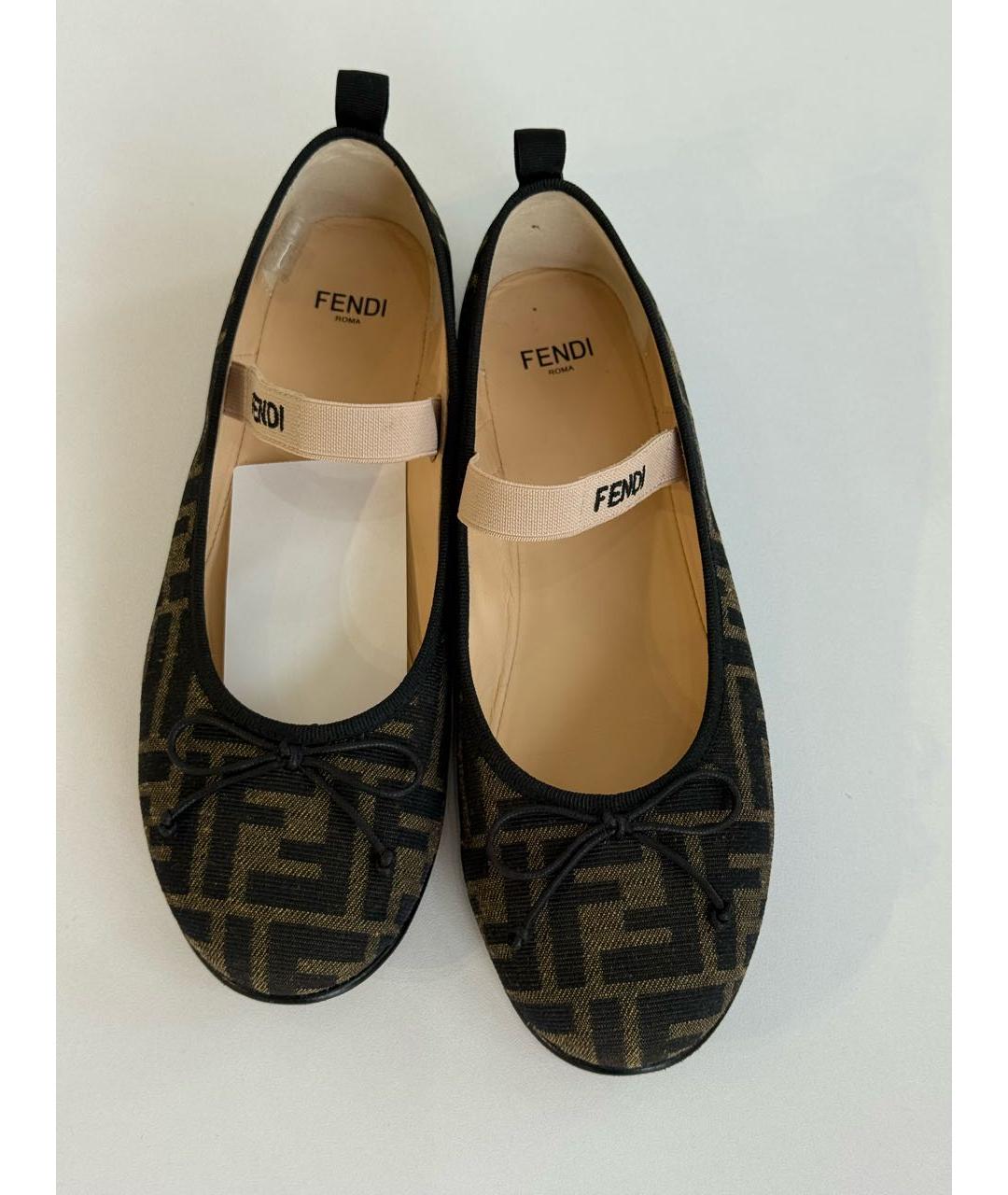 FENDI Коричневые текстильные балетки, фото 2