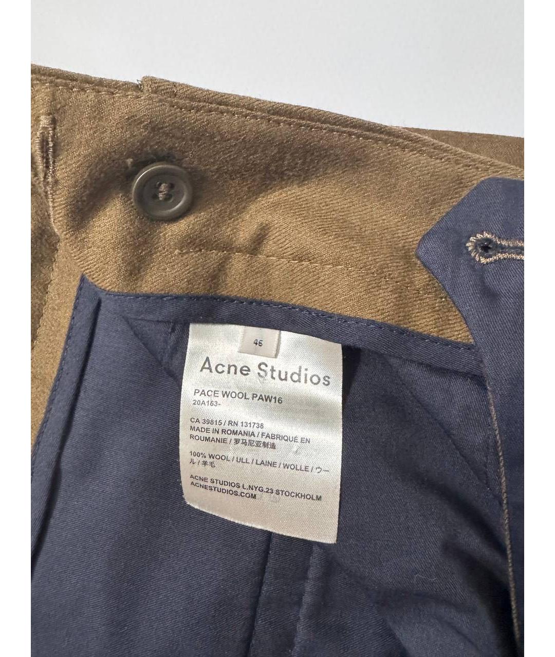 ACNE STUDIOS Коричневые шерстяные классические брюки, фото 3