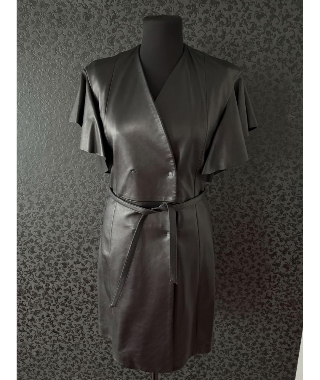 DROME Черный кожаный тренч/плащ, фото 8