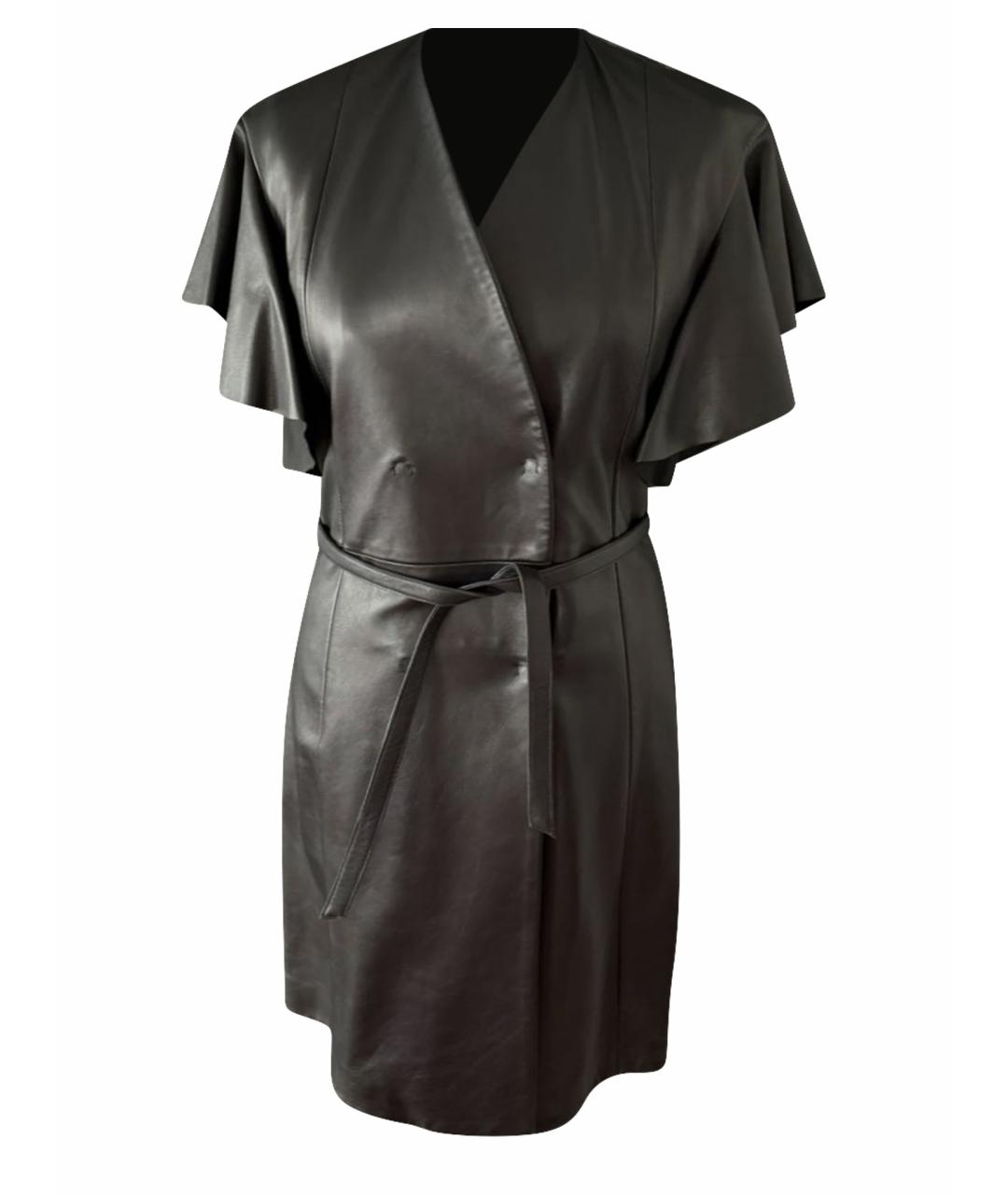 DROME Черный кожаный тренч/плащ, фото 1