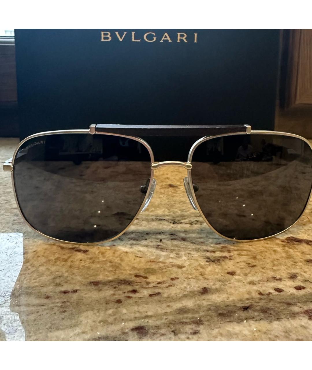 BVLGARI Золотые металлические солнцезащитные очки, фото 5