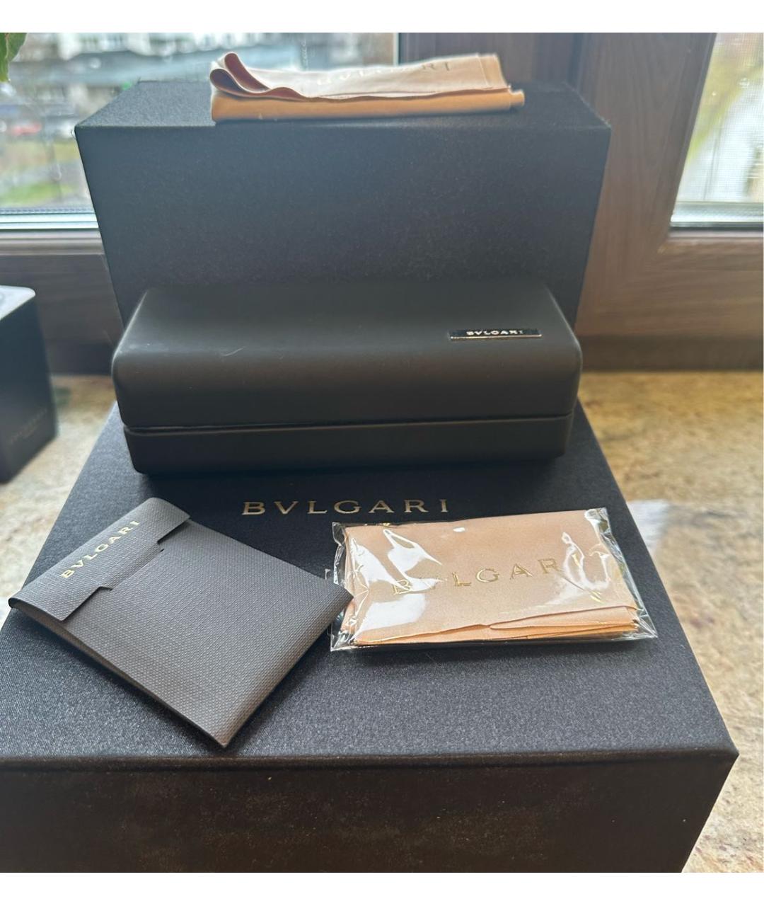 BVLGARI Золотые металлические солнцезащитные очки, фото 4