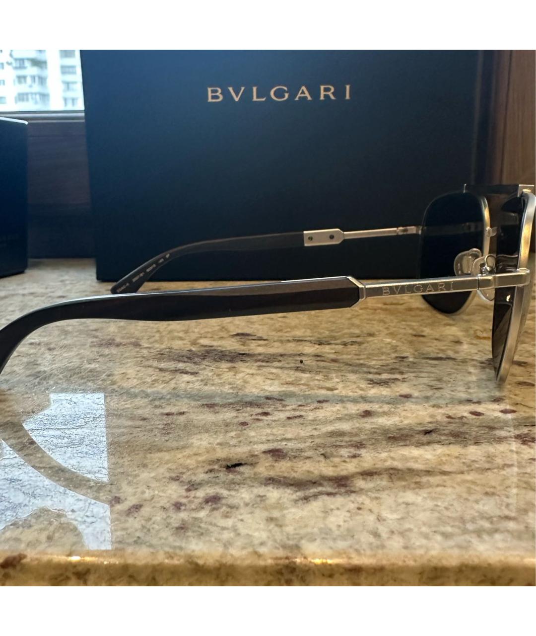 BVLGARI Золотые металлические солнцезащитные очки, фото 2