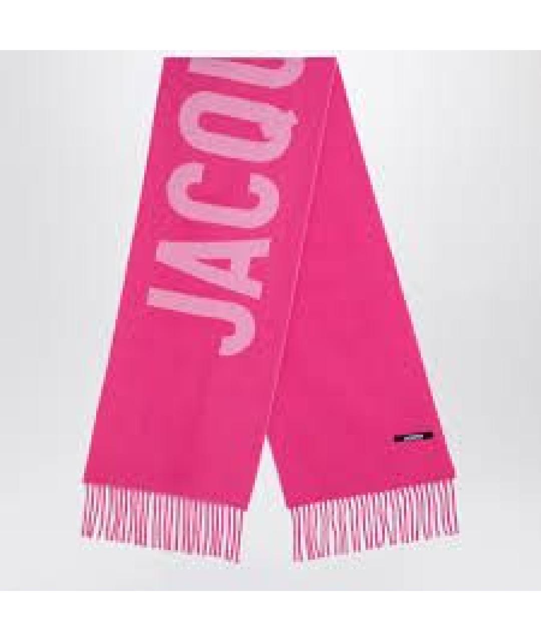 JACQUEMUS Розовый шерстяной шарф, фото 4