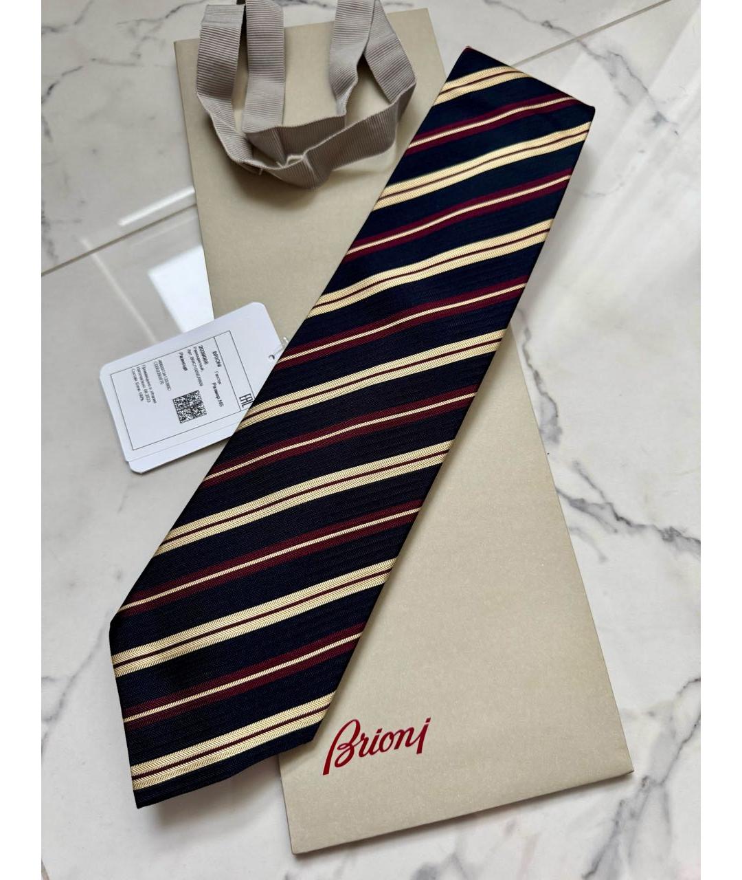 BRIONI Темно-синий шелковый галстук, фото 7