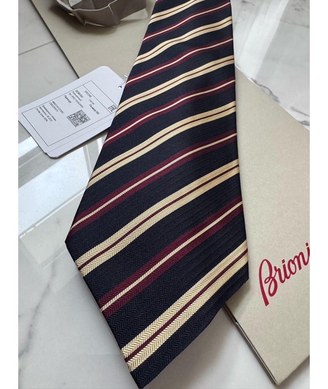 BRIONI Темно-синий шелковый галстук, фото 2