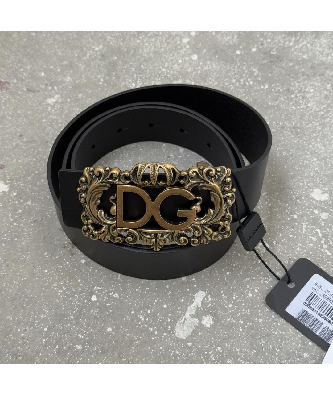 DOLCE&GABBANA Черный кожаный ремень, фото 3