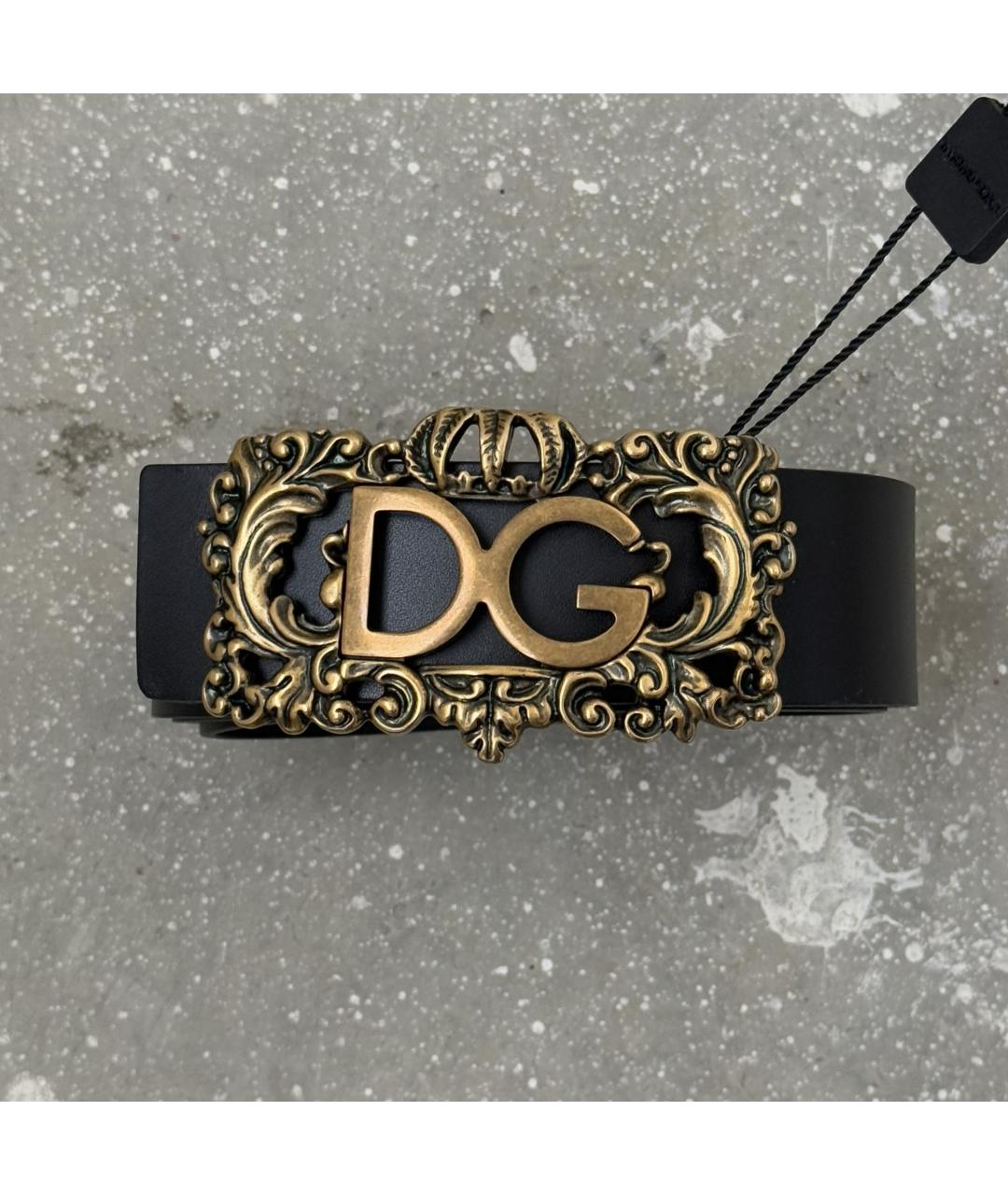 DOLCE&GABBANA Черный кожаный ремень, фото 2