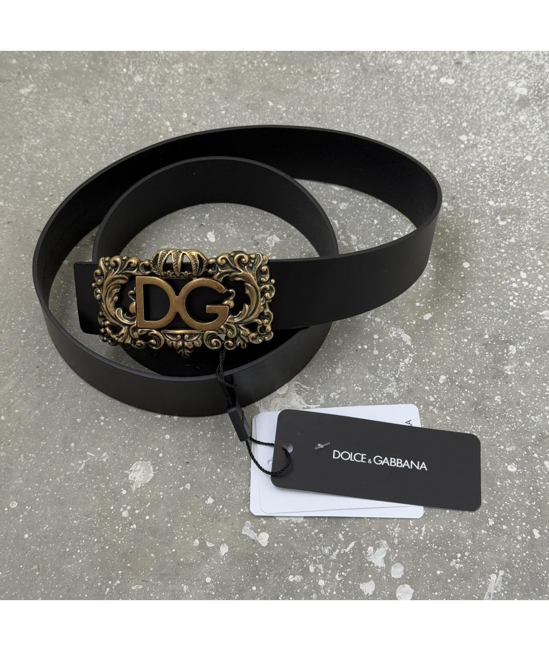 DOLCE&GABBANA Черный кожаный ремень, фото 8