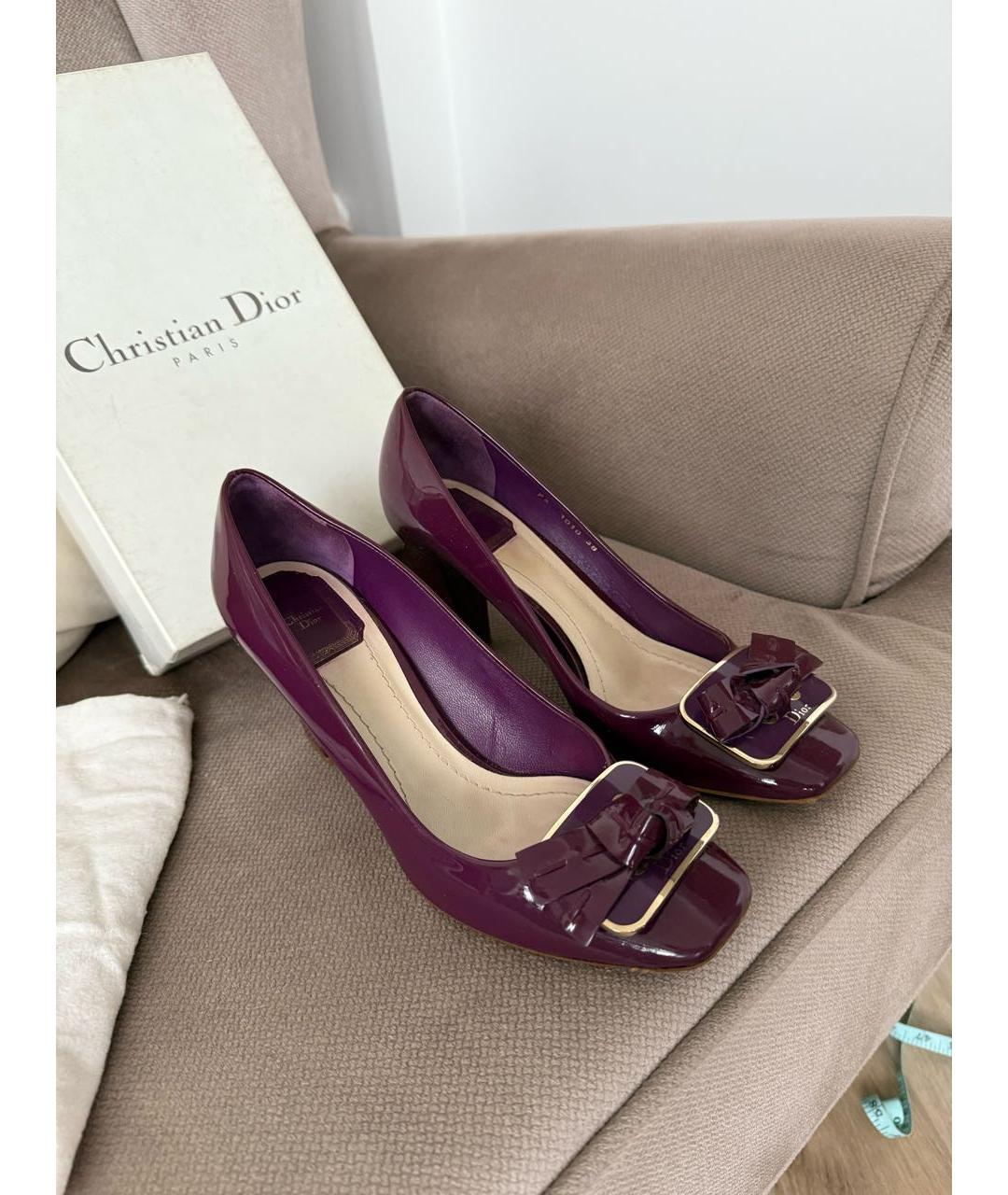 CHRISTIAN DIOR Фиолетовые туфли из лакированной кожи, фото 3