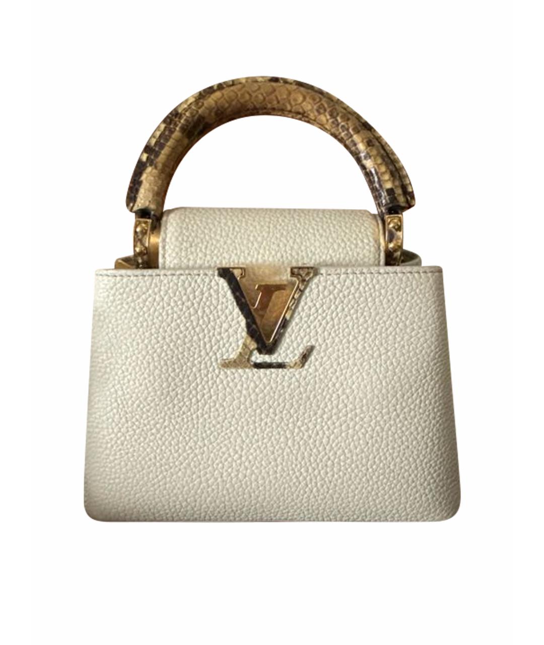 LOUIS VUITTON Белая кожаная сумка с короткими ручками, фото 1