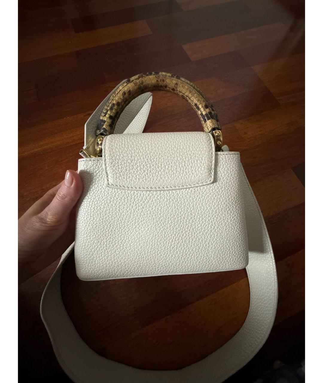 LOUIS VUITTON Белая кожаная сумка с короткими ручками, фото 3