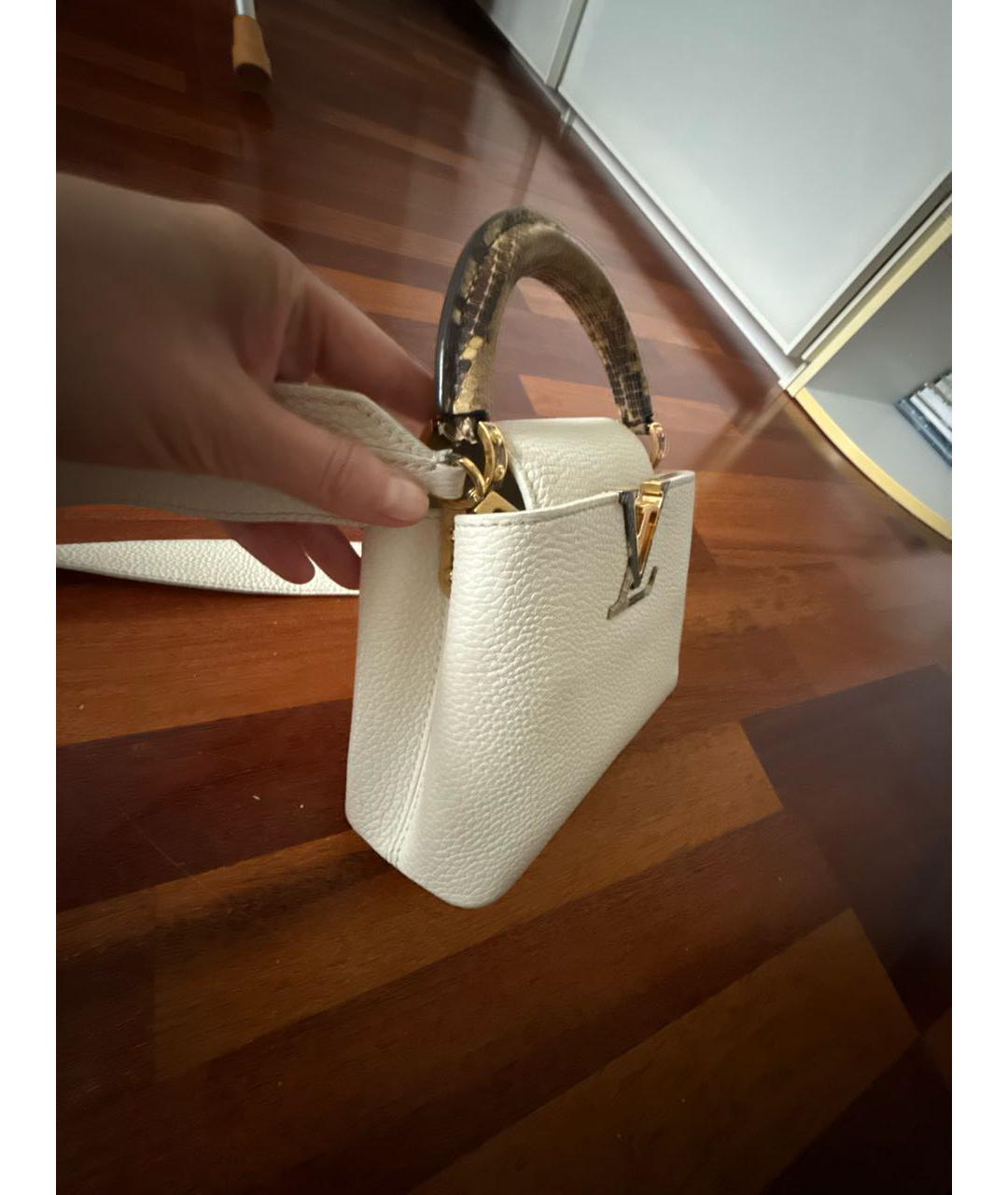 LOUIS VUITTON Белая кожаная сумка с короткими ручками, фото 2