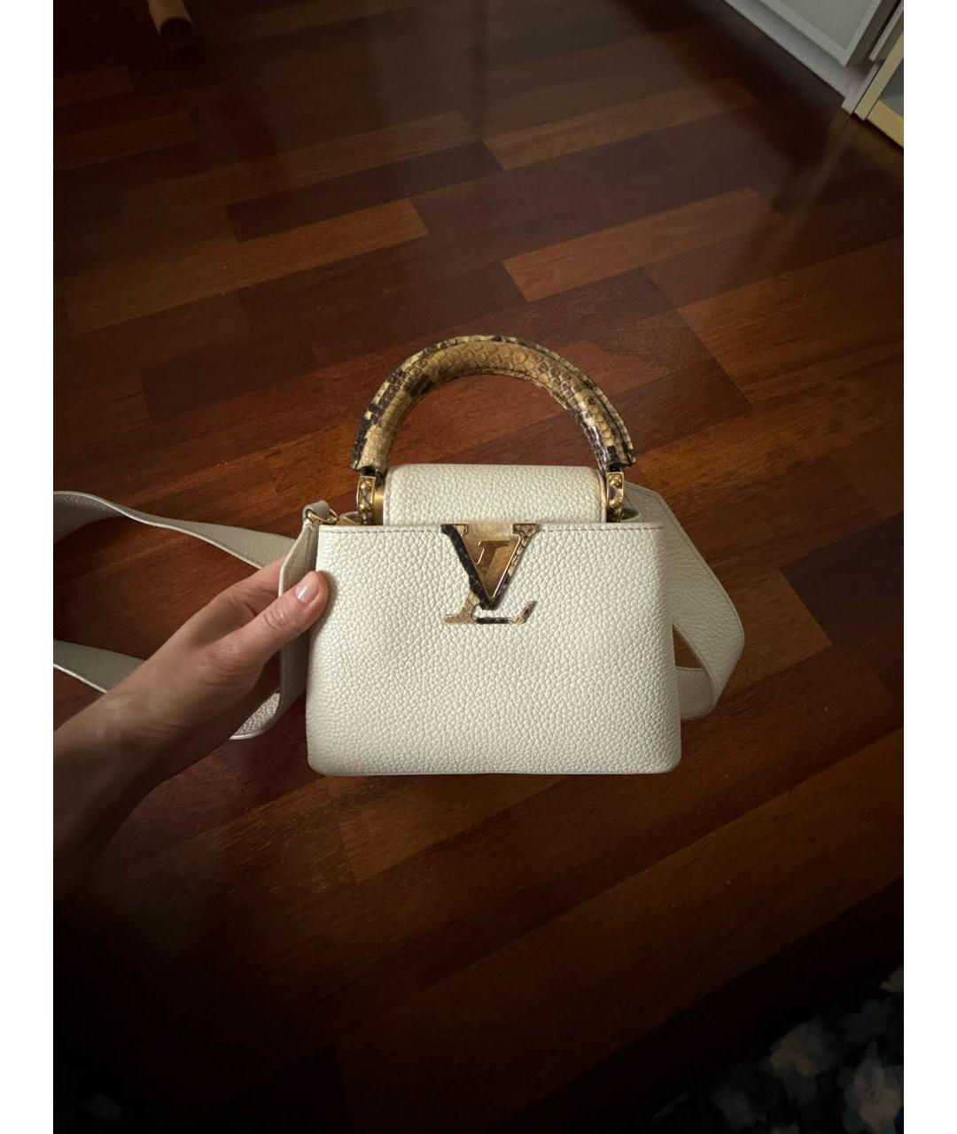 LOUIS VUITTON Белая кожаная сумка с короткими ручками, фото 5