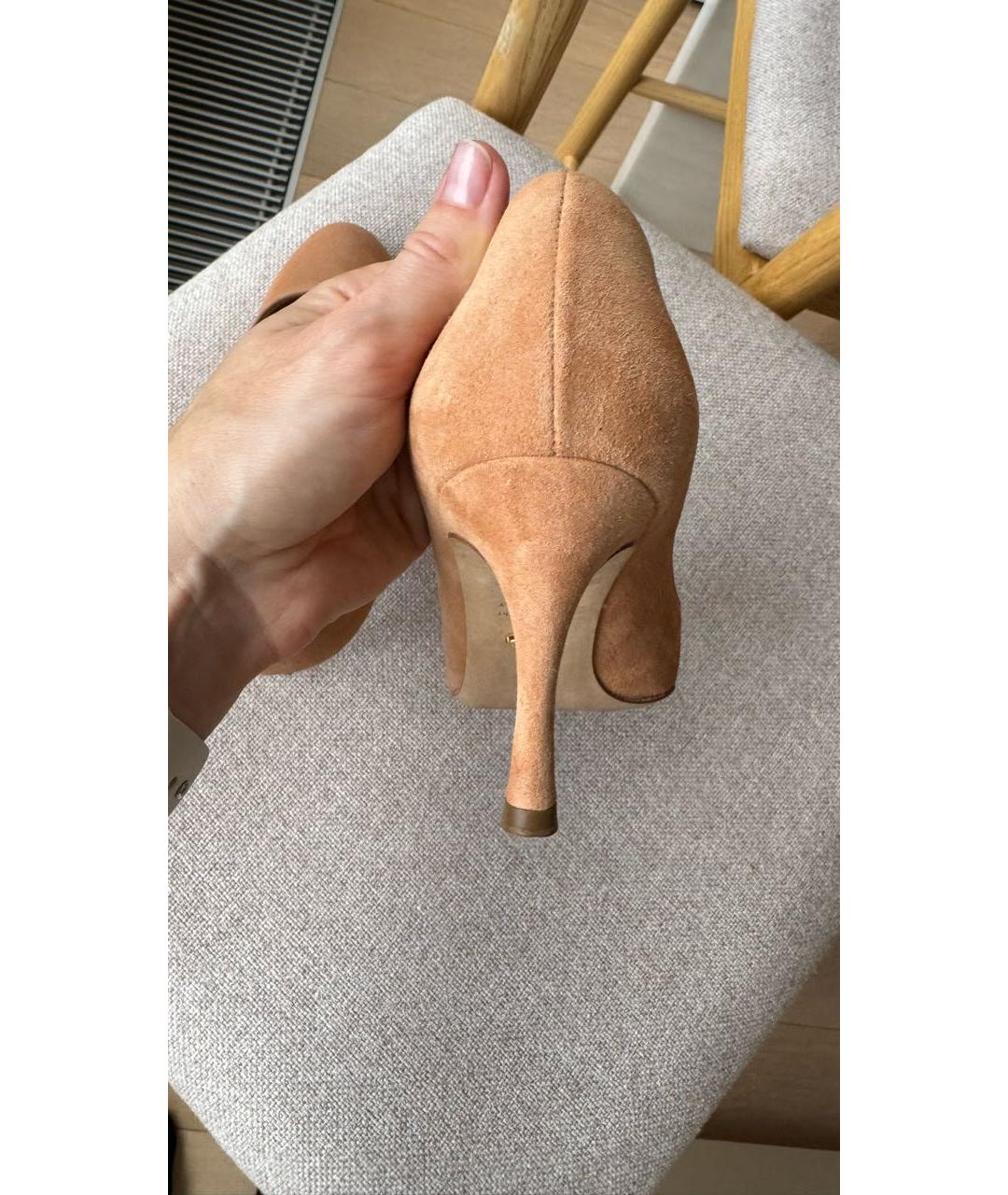 SERGIO ROSSI Бежевые замшевые туфли, фото 4