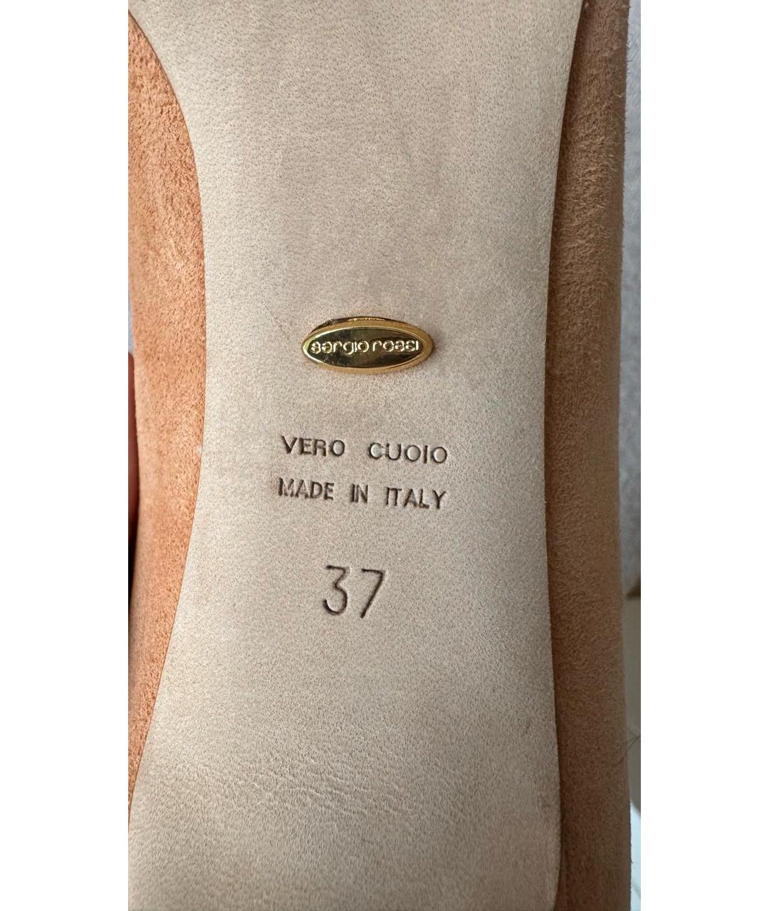 SERGIO ROSSI Бежевые замшевые туфли, фото 7