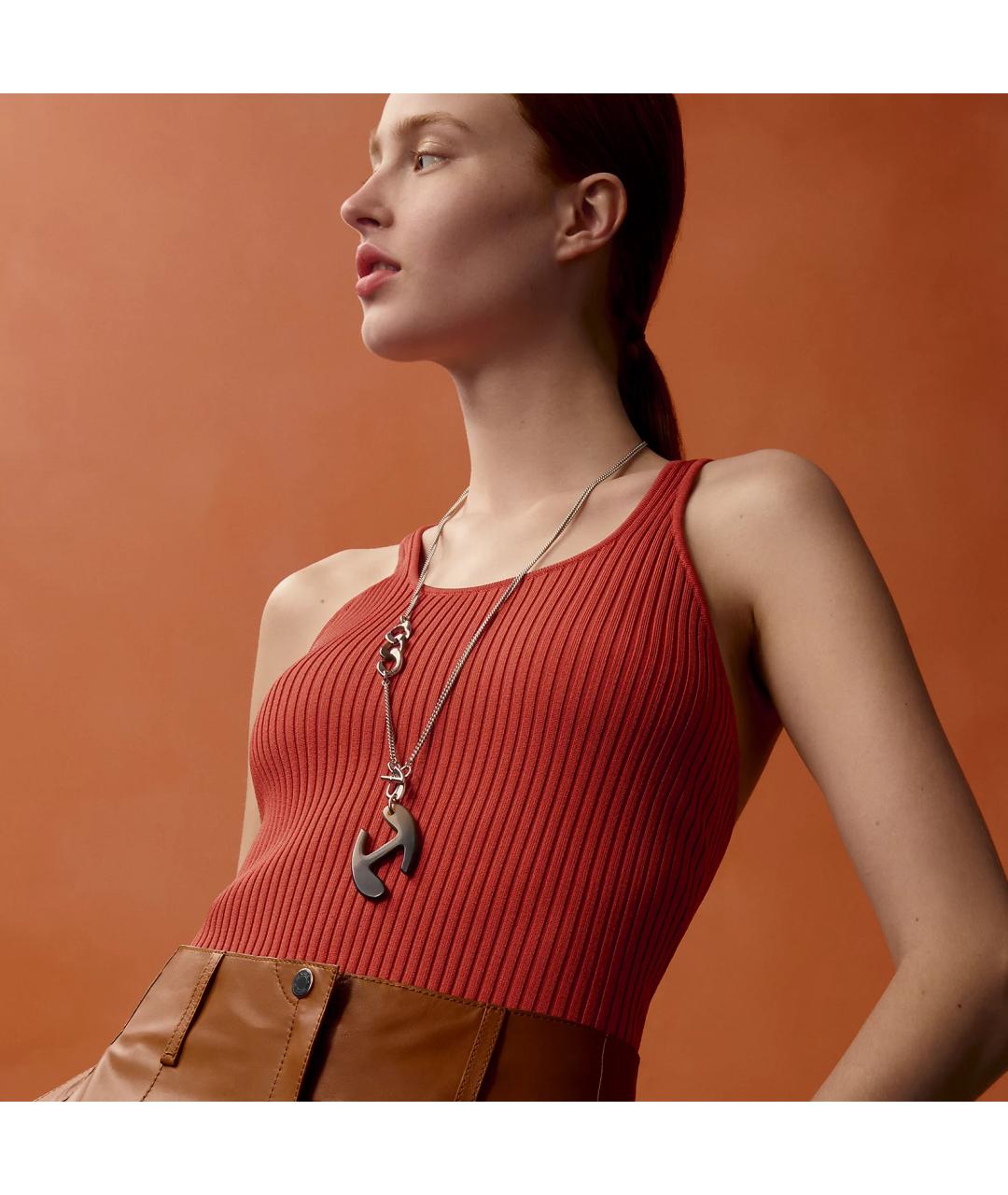 HERMES Коричневая металлическая подвеска, фото 3