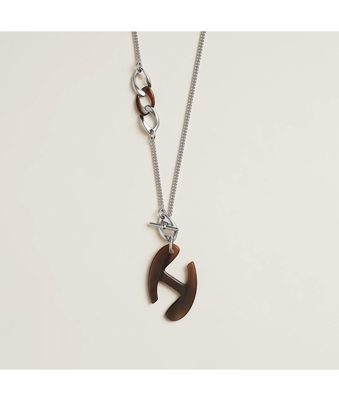 HERMES Коричневая металлическая подвеска, фото 5