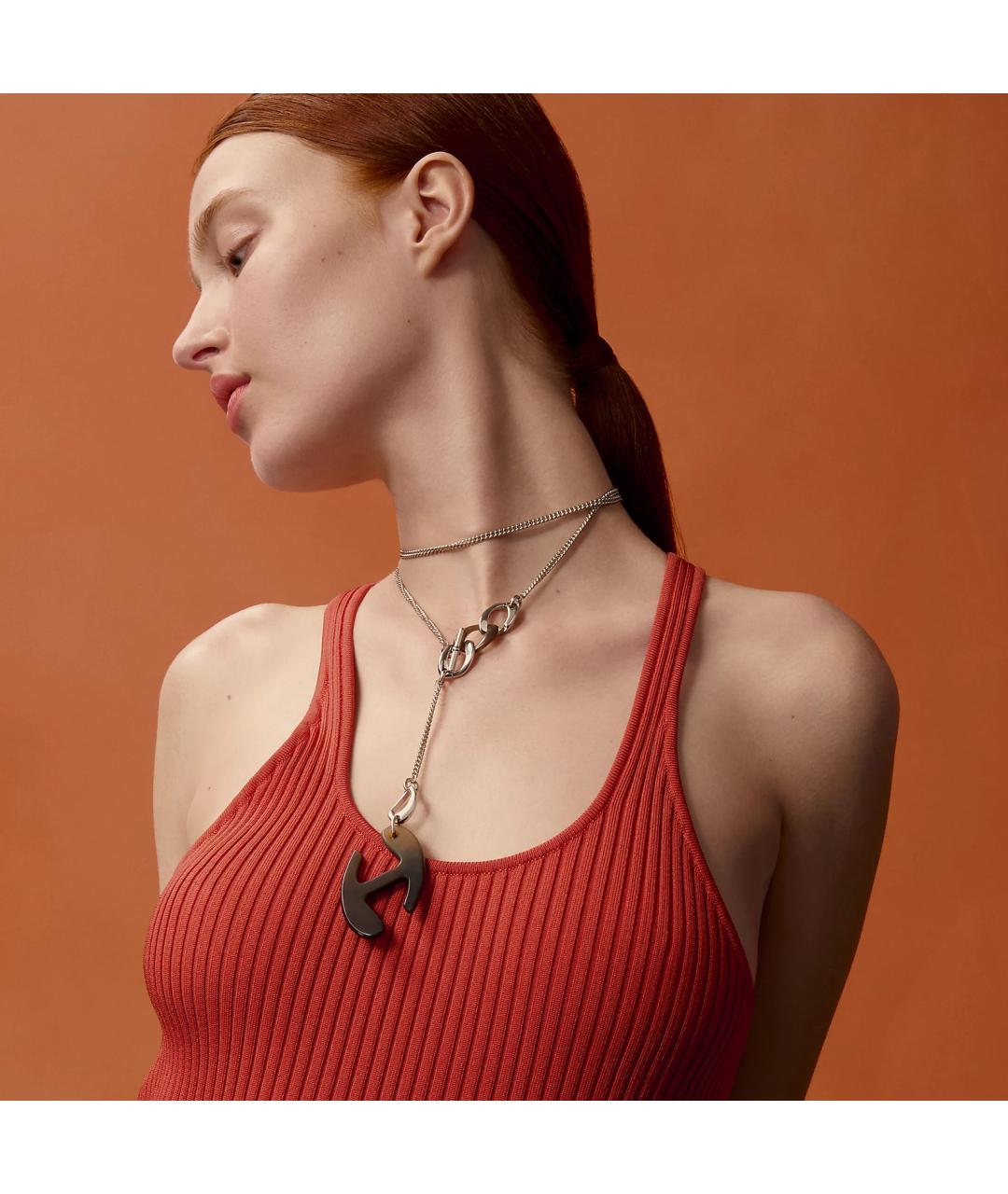 HERMES Коричневая металлическая подвеска, фото 4