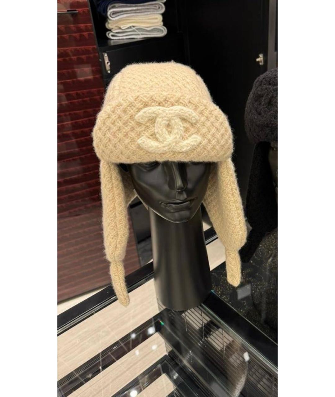 CHANEL Бежевая кашемировая шапка, фото 2