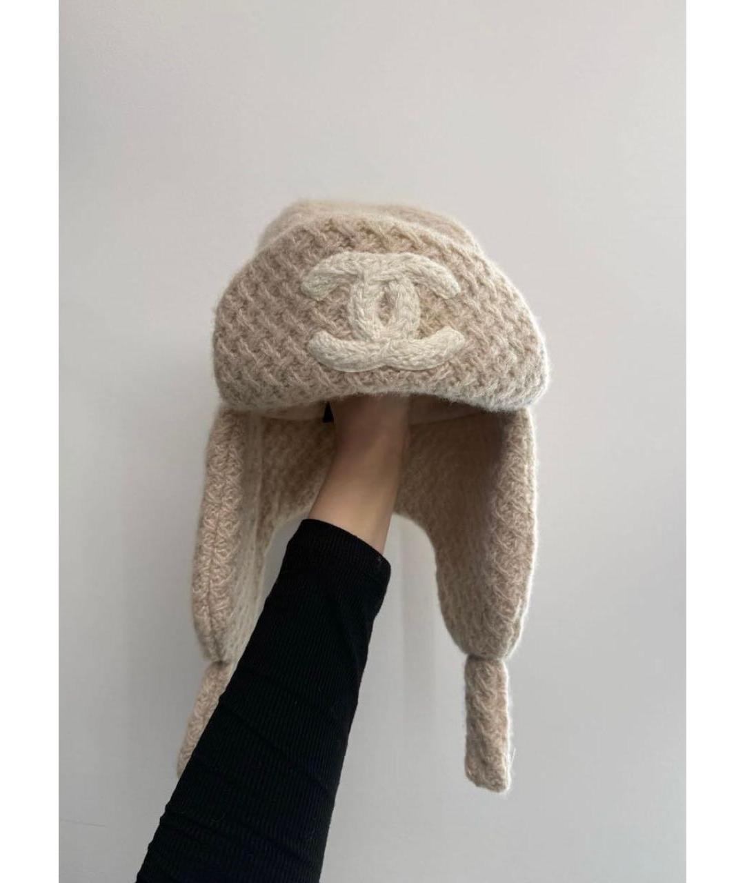 CHANEL Бежевая кашемировая шапка, фото 4