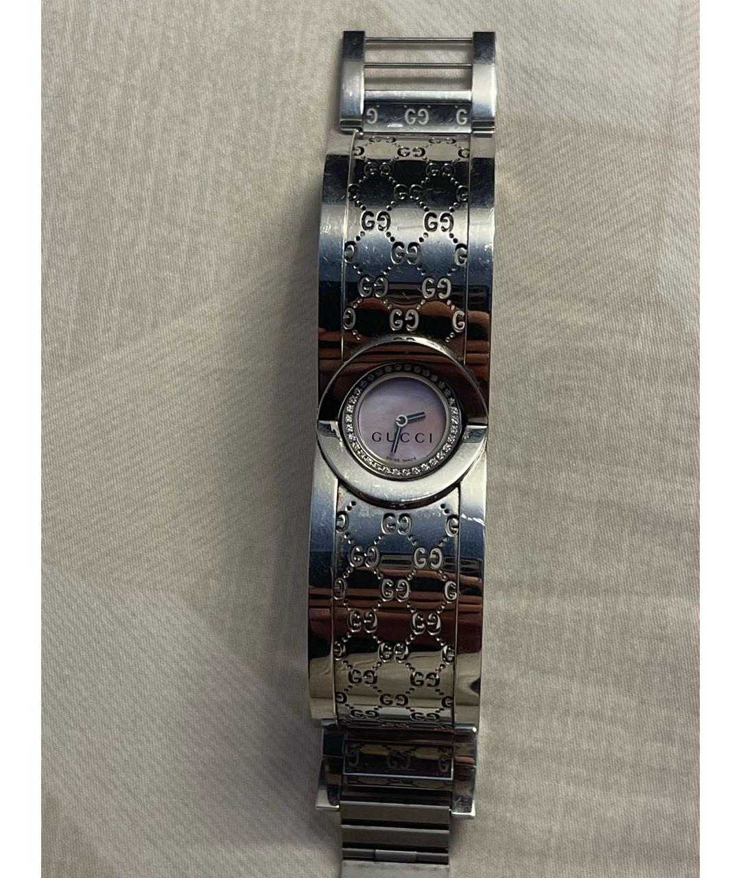 GUCCI Серебряные металлические часы, фото 4