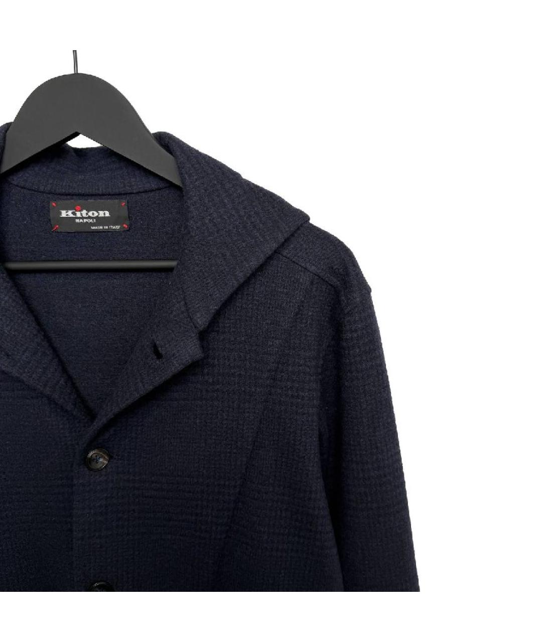 KITON Темно-синяя шерстяная кэжуал рубашка, фото 3