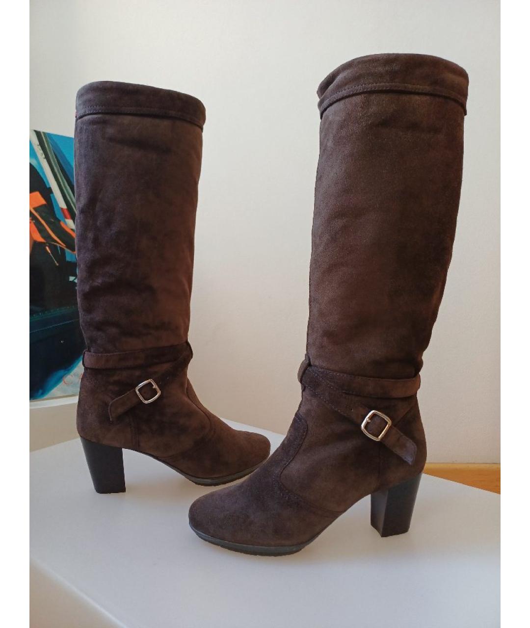 BALLY Коричневые замшевые сапоги, фото 4