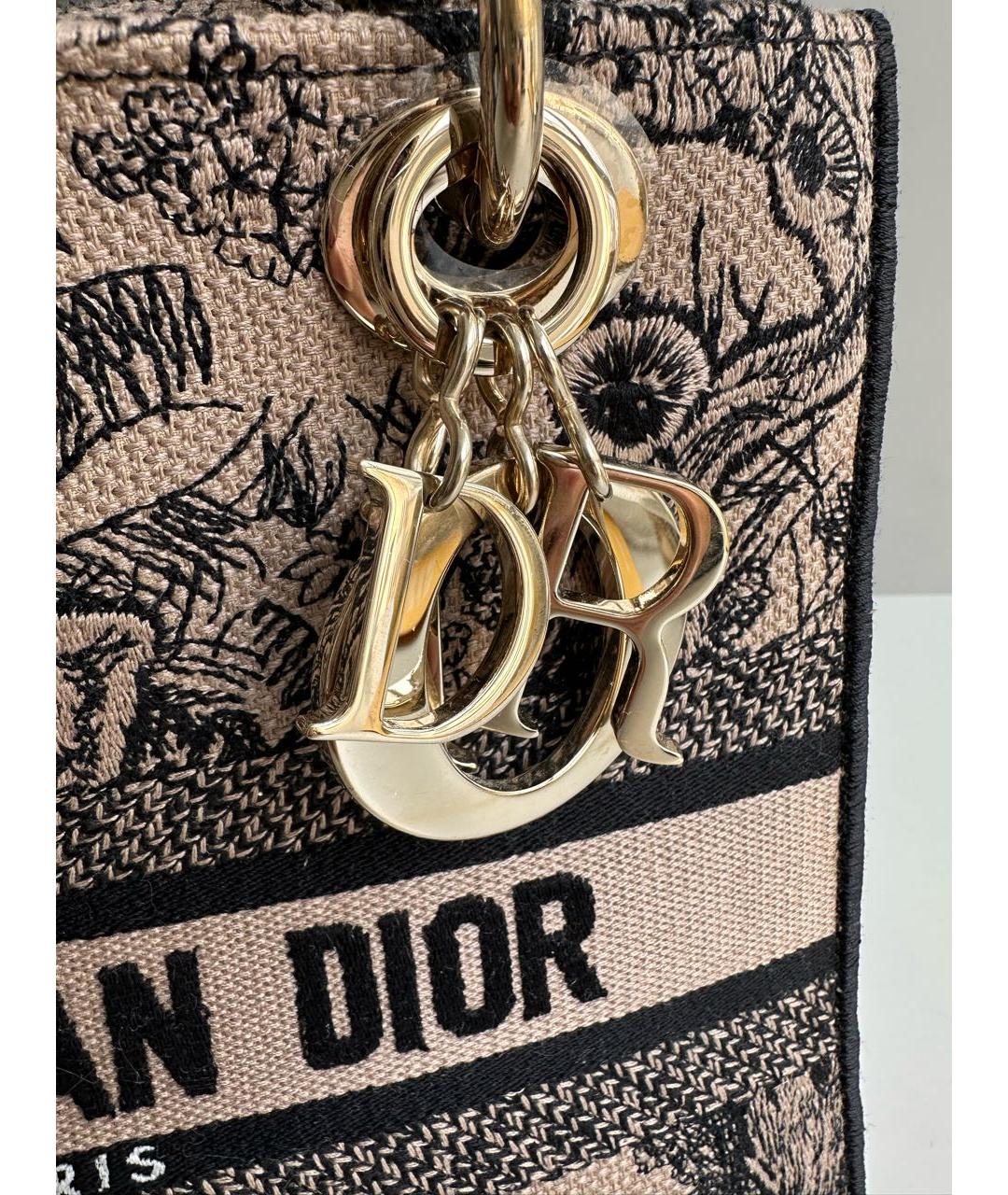 CHRISTIAN DIOR Бежевая жаккардовая сумка с короткими ручками, фото 3
