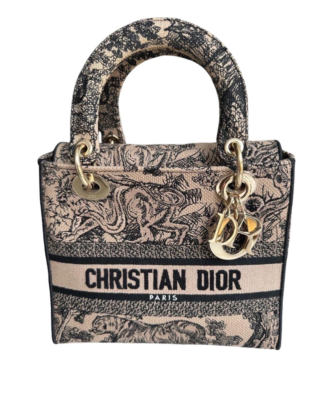 CHRISTIAN DIOR Бежевая жаккардовая сумка с короткими ручками, фото 1